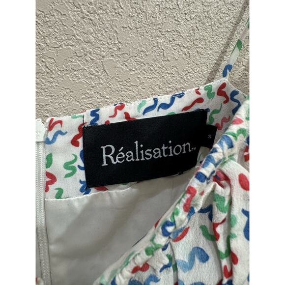 Realisation Par The Devon in White Squiggle Women's Mini Dress Size S - Picture 5 of 6